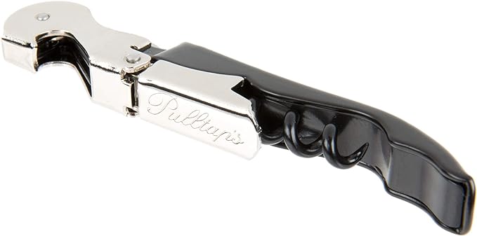 Pulltap's Double-Hinged Waiters Corkscrew, Black and Stainless Steel