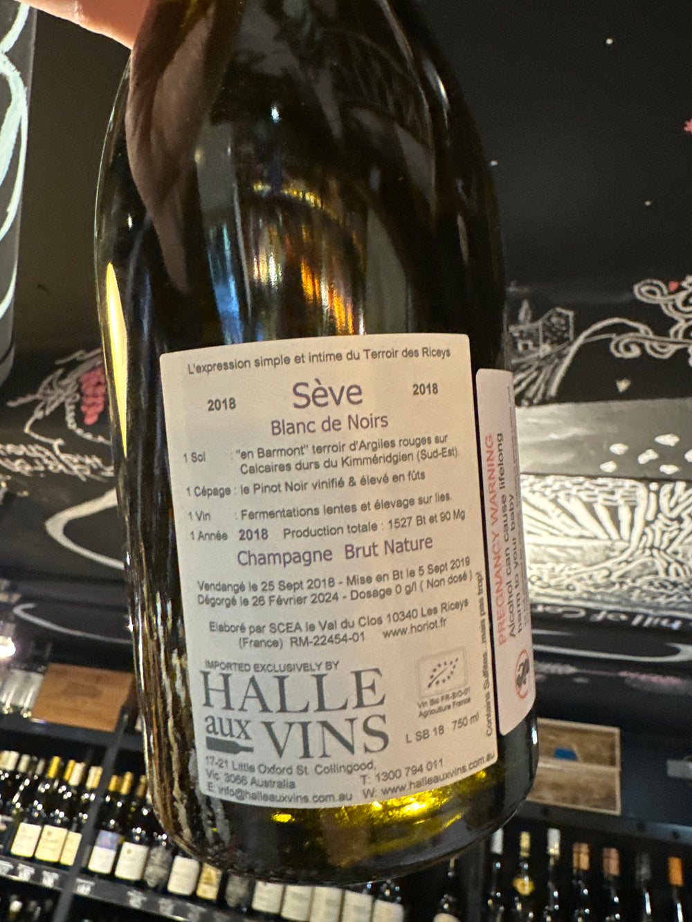 Olivier Horiot Champagne Seve En Barmont Blanc de Noirs 2018